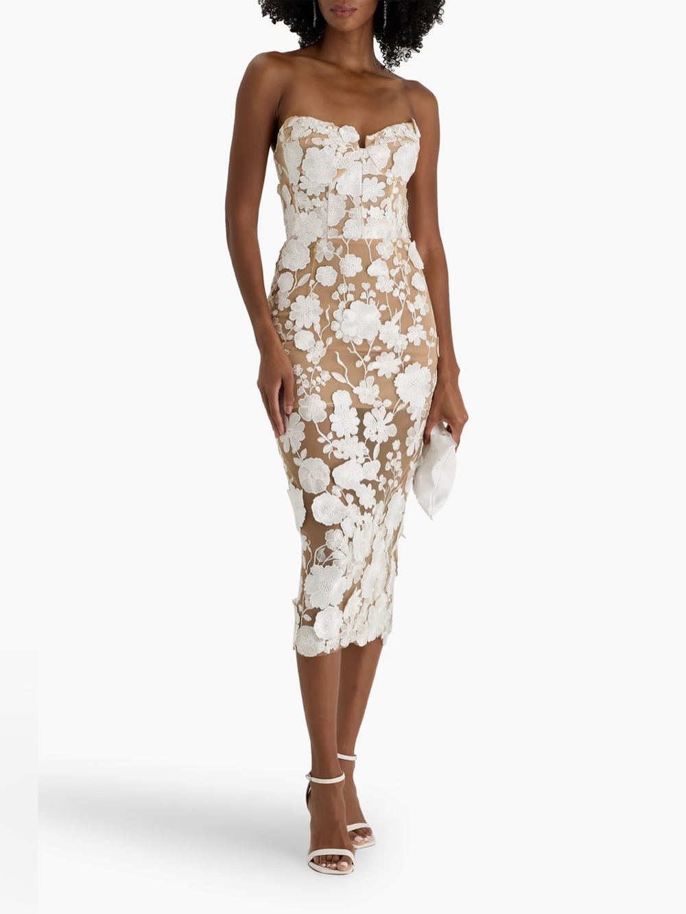 Bronx and Banco Jasmine Midi Dress in White size large NWT